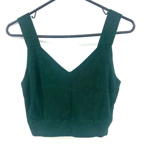 Kendall and Kylie Deep Green Knit Crop Top Women's Medium - Picture 1 of 3
